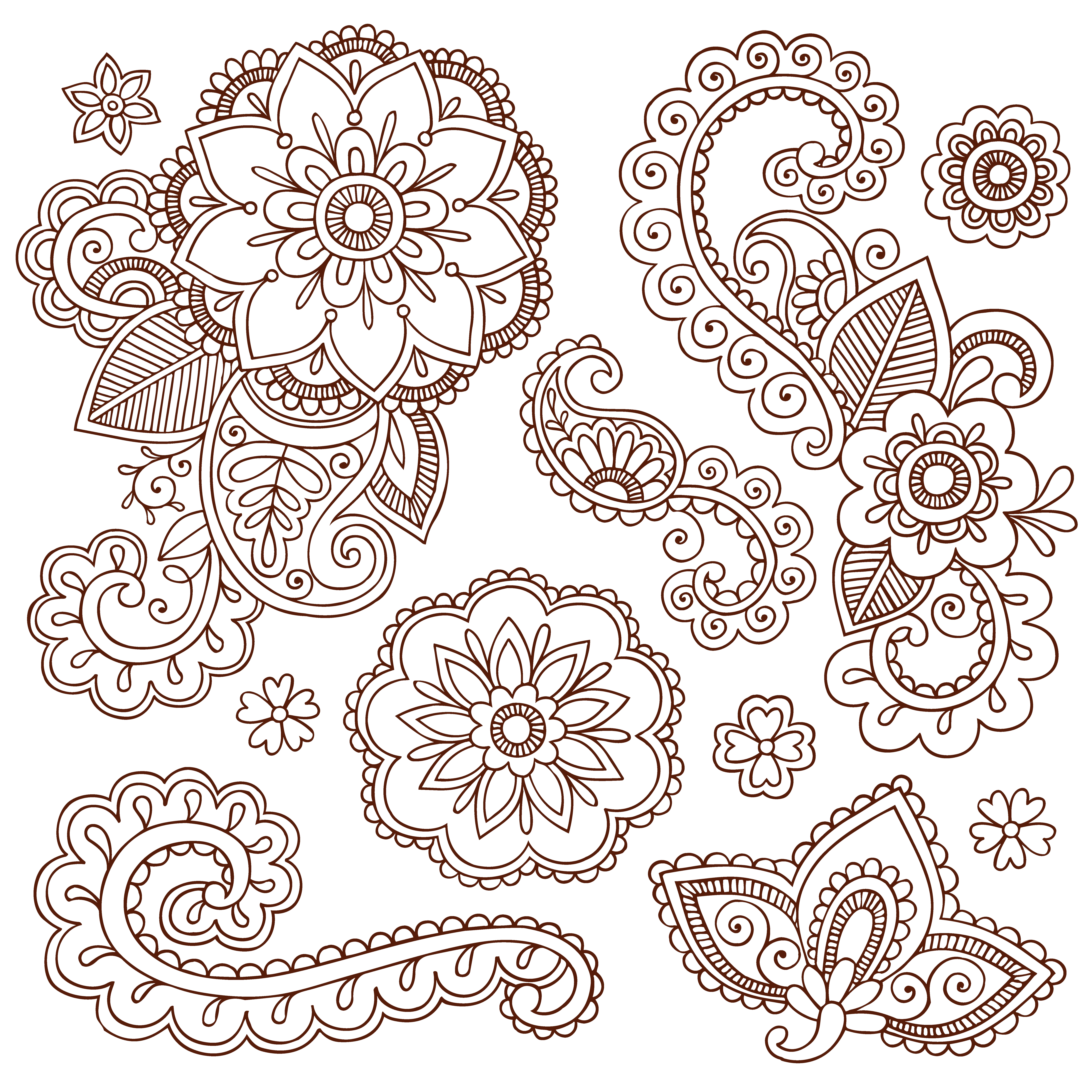 Paisley Mehndi Tattoo Mandala, Ham fine grain pattern material, textile, monochrome, geometric Pattern png